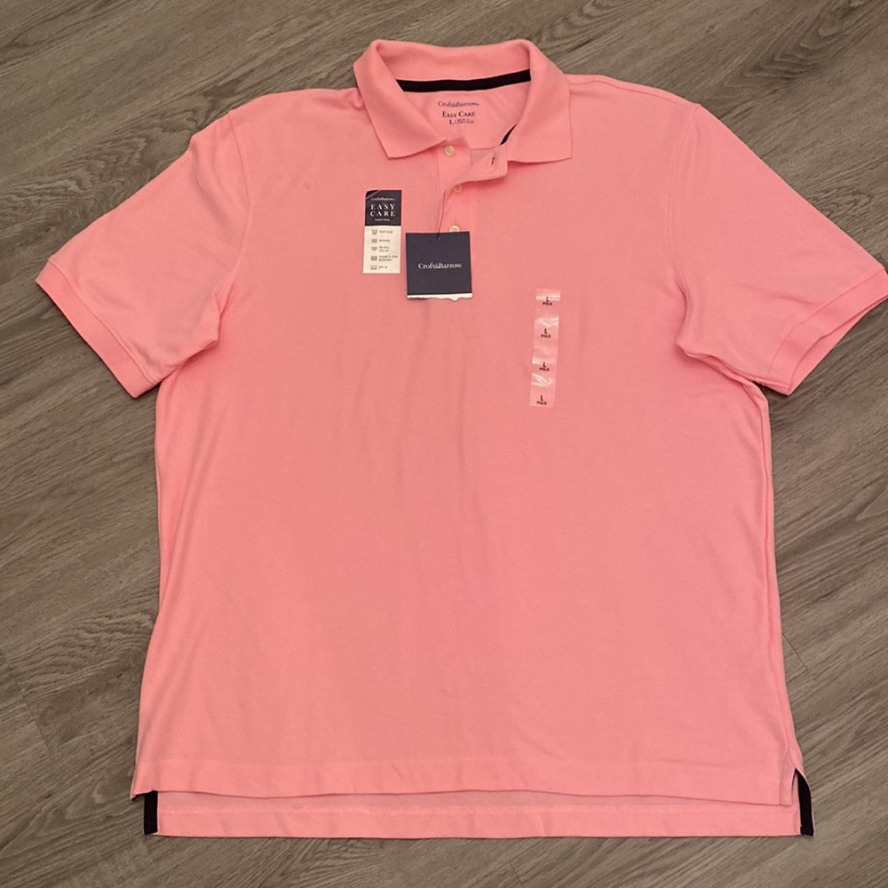 Croft & Barrow Men's Pique Polo Shirt Top Easy-Care Prism Pink.Size L